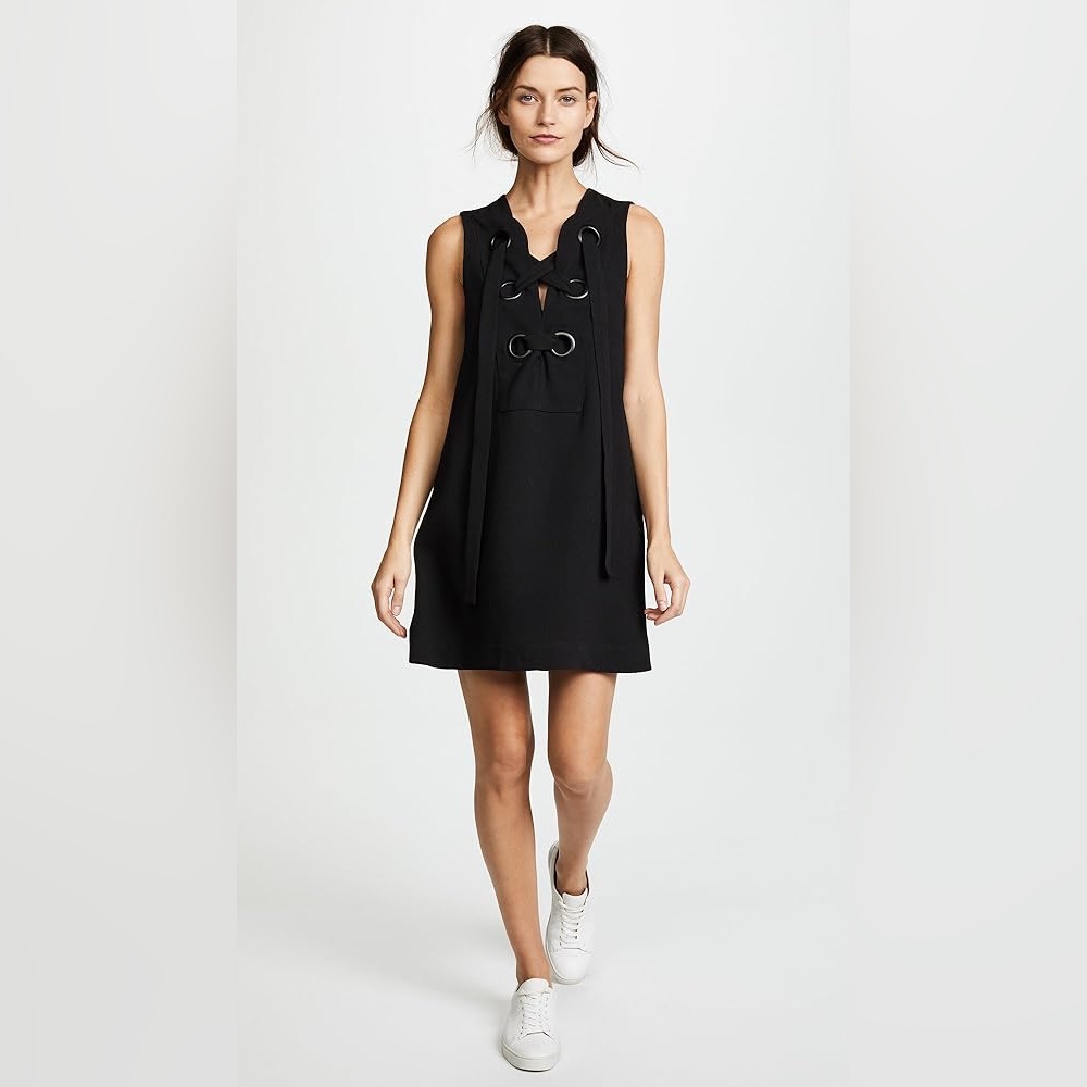 English Factory | Black Lace-Up Mini Dress